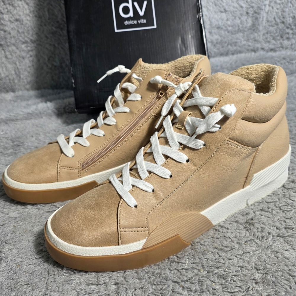 Dolce Vita Holand‎ Womens Tan High Top Zip Lace Up Sneakers Shoes Size 11 NEW